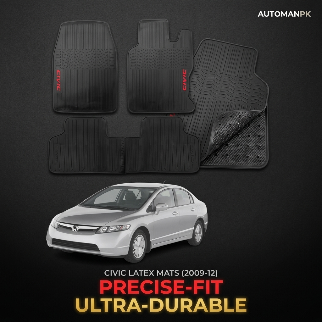 Honda Civic 2006-2009 Latex Rubber Floor Mats – Premium Protection in Pakistan