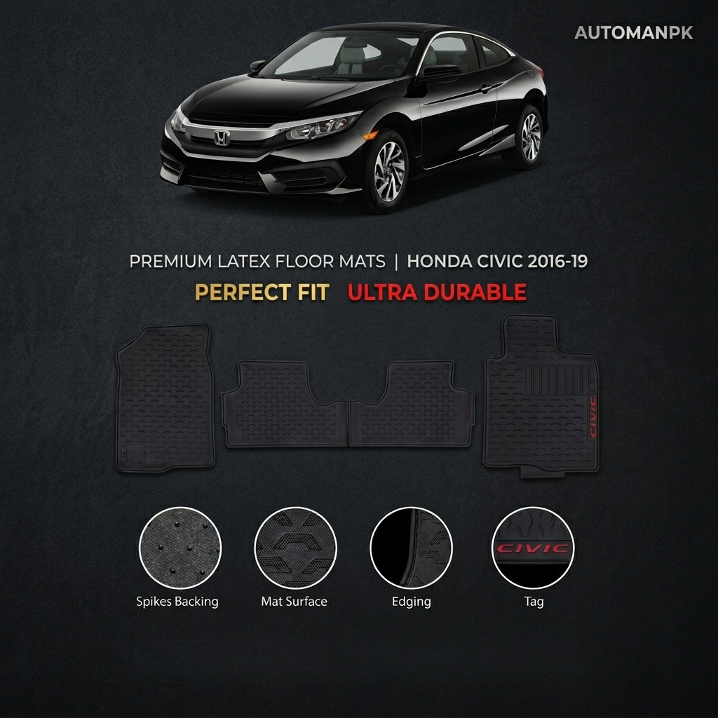 Honda Civic 2016-2020 Latex Floor Mats – Premium Interior Protection in Pakistan