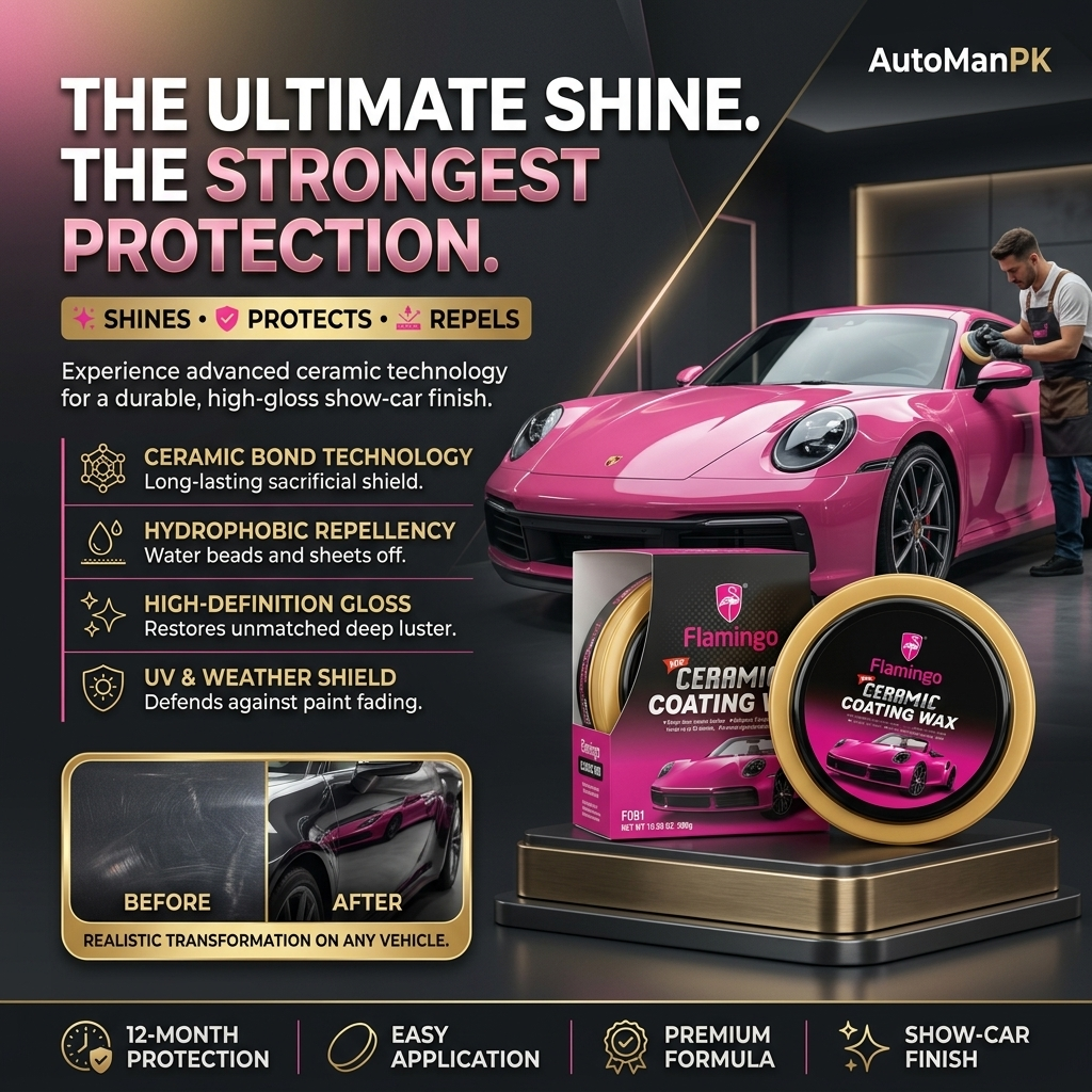 Flamingo Ceramic Coating Wax 300g – Premium Car Polish for Shiny & Long-lasting Protection | AutoManPK Pakistan