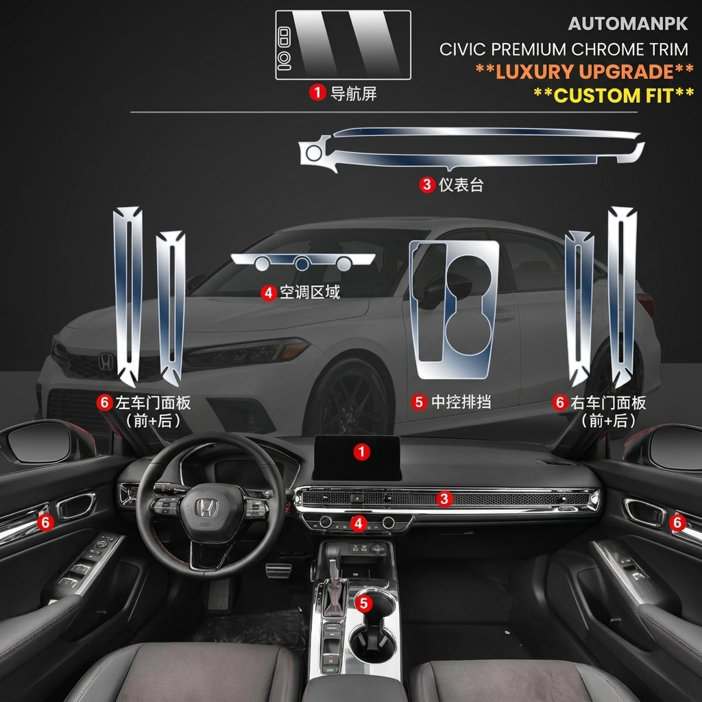 Honda Civic 2022-2025 TPU Interior PPF Kit – Clear Paint Protection Film