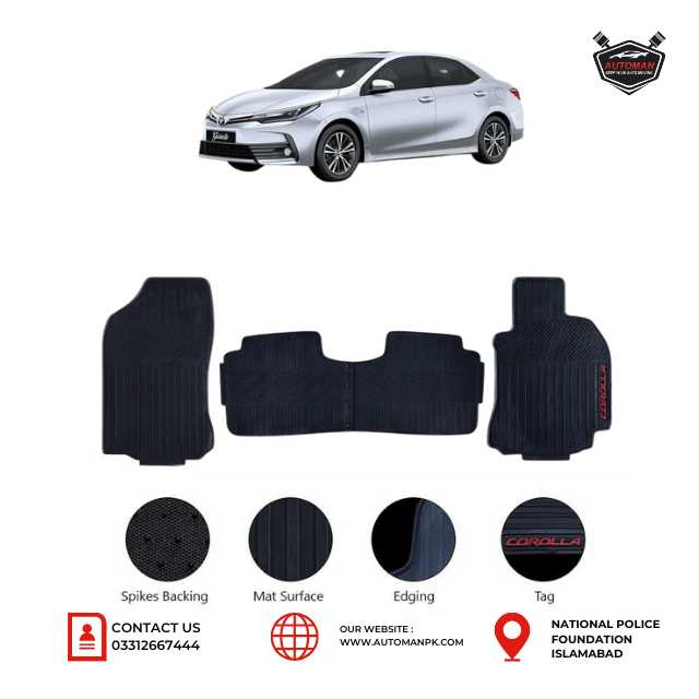 Toyota Corolla 2015-2025 Car Latex Floor Mats | Car Rubber Mats – AutoManPK