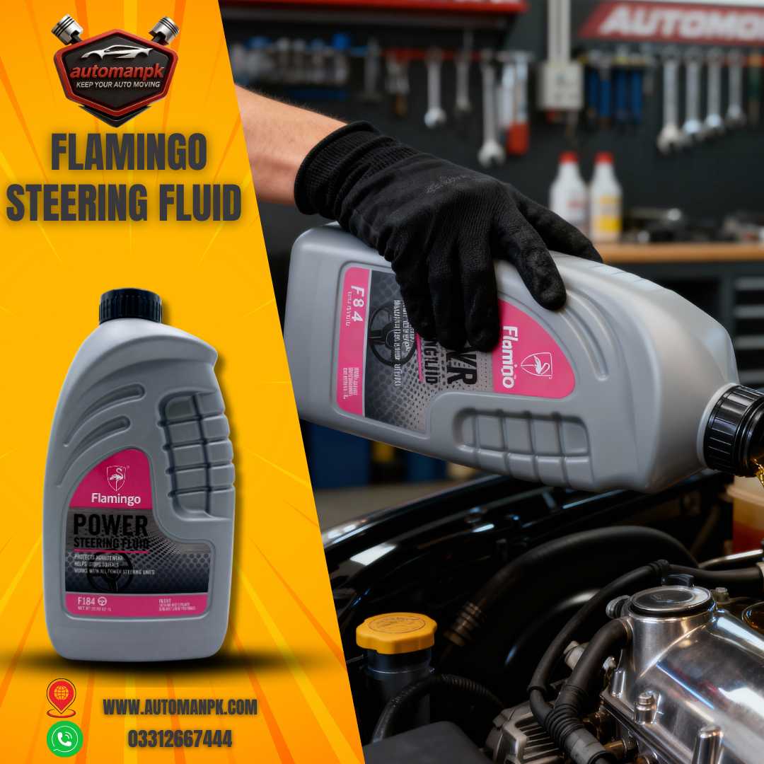 Flamingo 1 Liter Car Steering Oil high performance power steering fluid for smooth steering AutomanPK