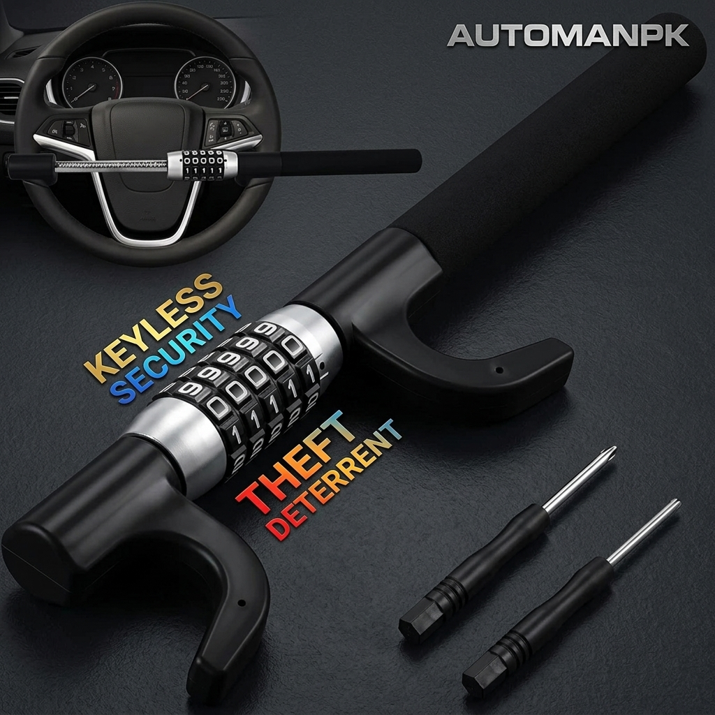 Heavy-Duty Car Steering Code Lock – Anti-Theft Security for Cars in Pakistan