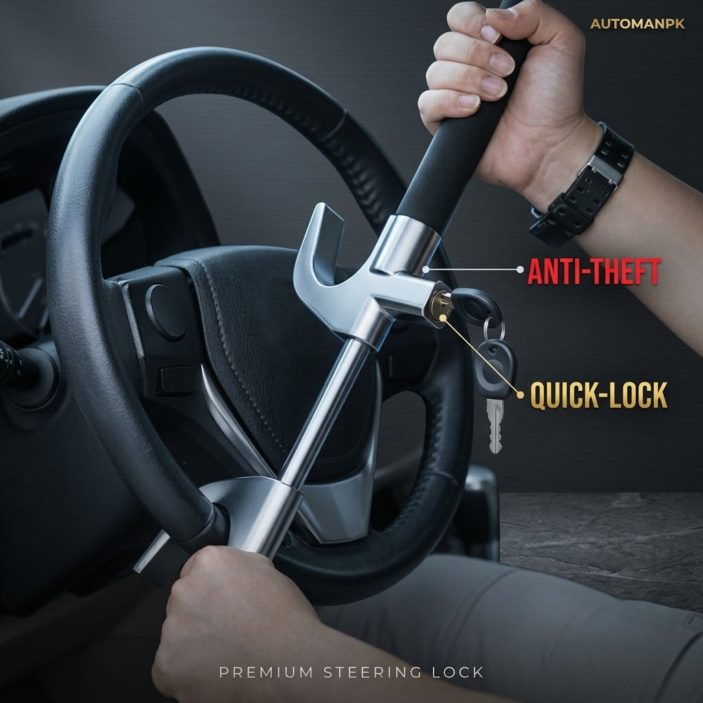 Car Steering Lock – Heavy Duty Anti-Theft Security for All Vehicles | AutoManPK