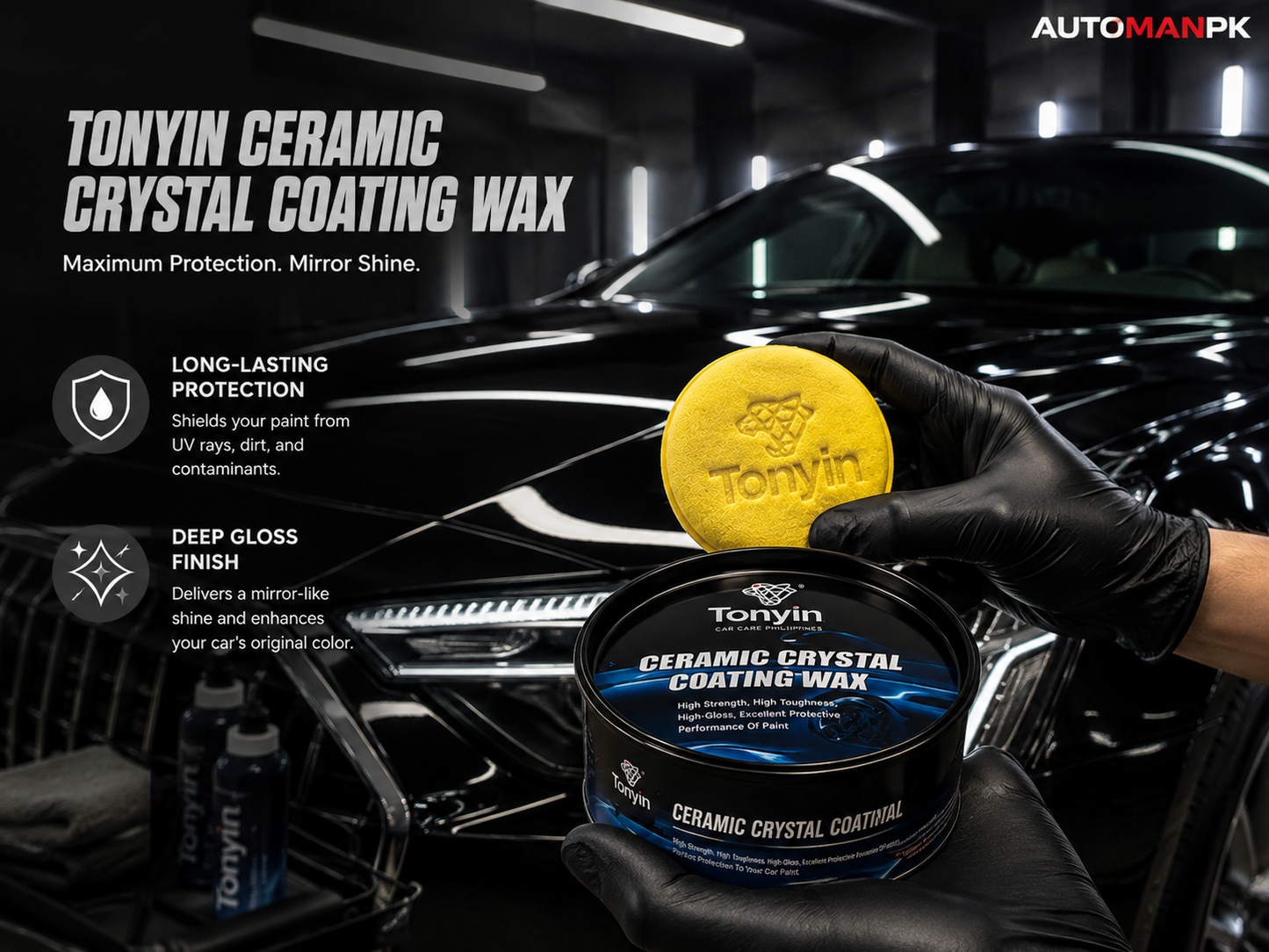Tonyin Ceramic Crystal Coating Wax – Nano Ceramic | Hydrophobic | Deep Gloss | All Vehicles
