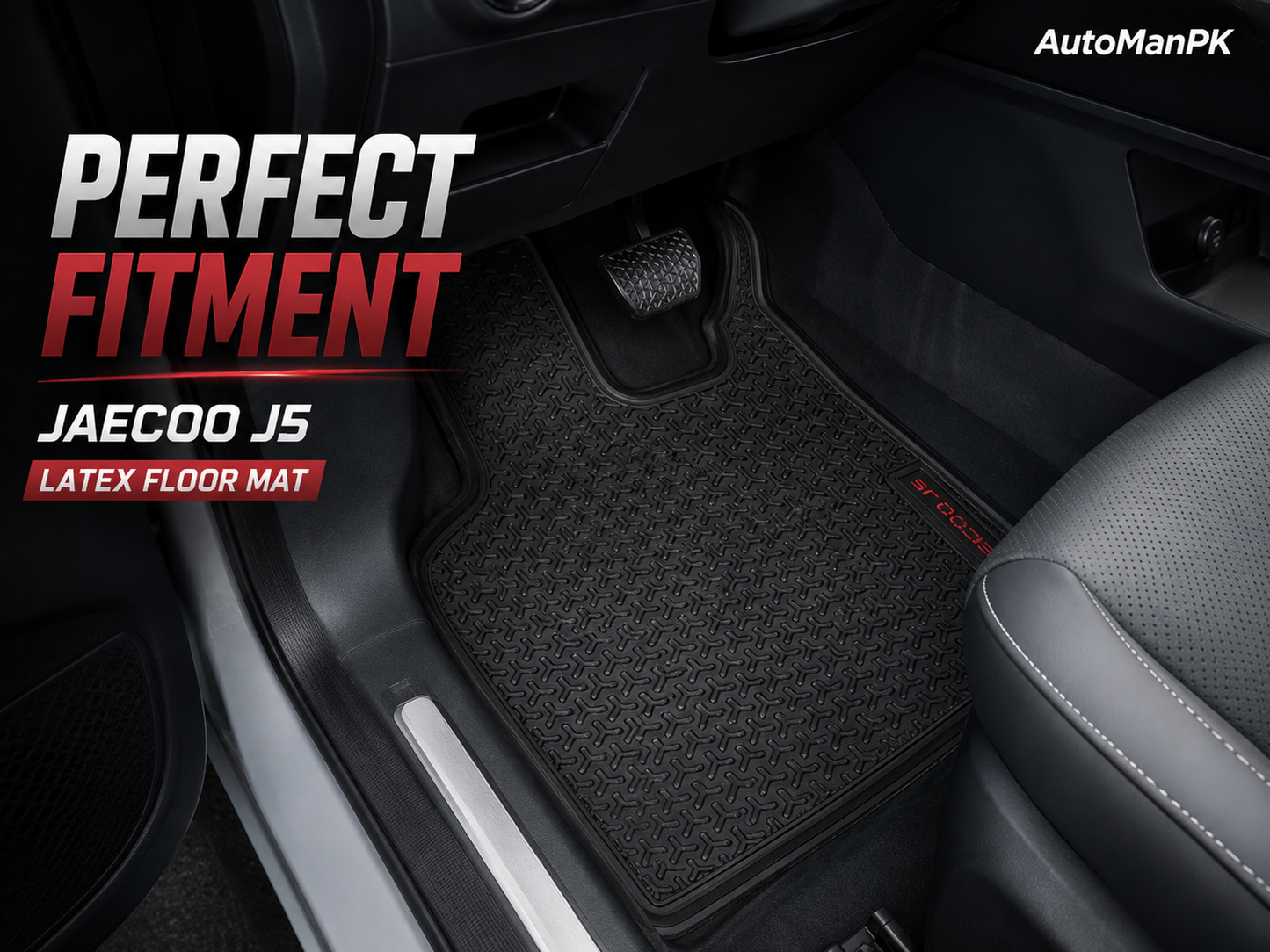 Jaecoo J5 Latex Floor Mats 3Pcs – 2 Front + 1 Rear | Waterproof | Anti-Slip | Custom Fit
