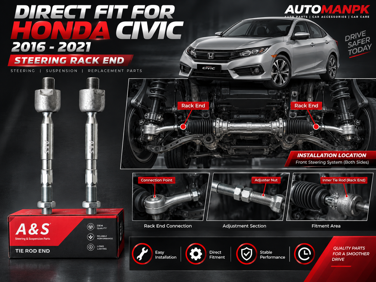 Honda Civic X 2016–2022 Tie Rod + Rack End Set | 53560-TBA-A01 & 53010-TBA-A01