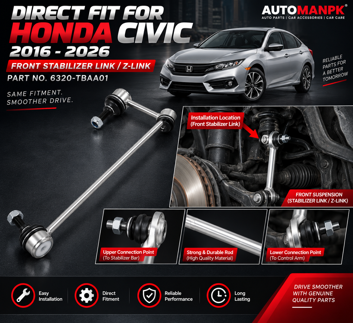 Honda Civic X 2016–2022 Z-Link | 61320-TBA-A01 | OEM Part | Made in China