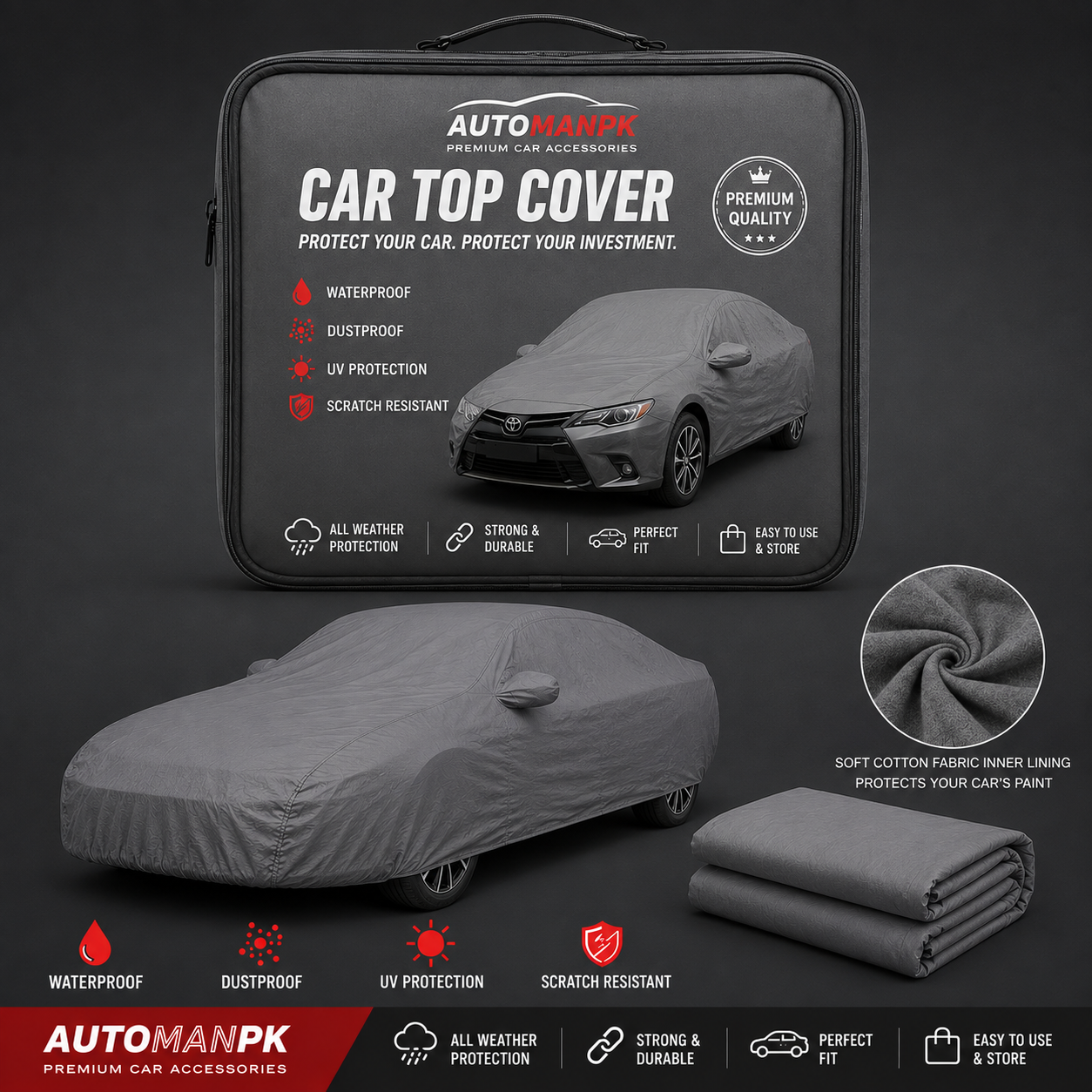 Suzuki Alto 1000cc Car Cover – PVC Parachute & PVC Cotton Fabric | Waterproof | All Weather Protection