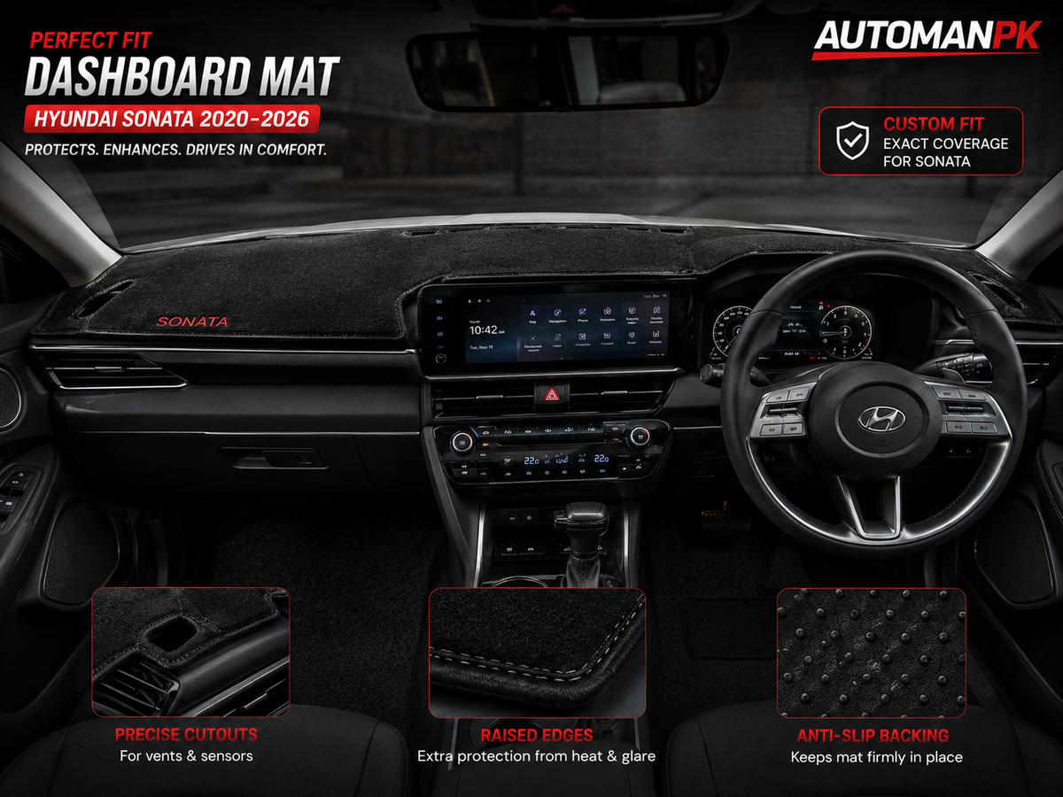 Hyundai Sonata 2021-2026 Velvet Dashboard Mat – Anti-Glare | Non-Slip | Custom Fit