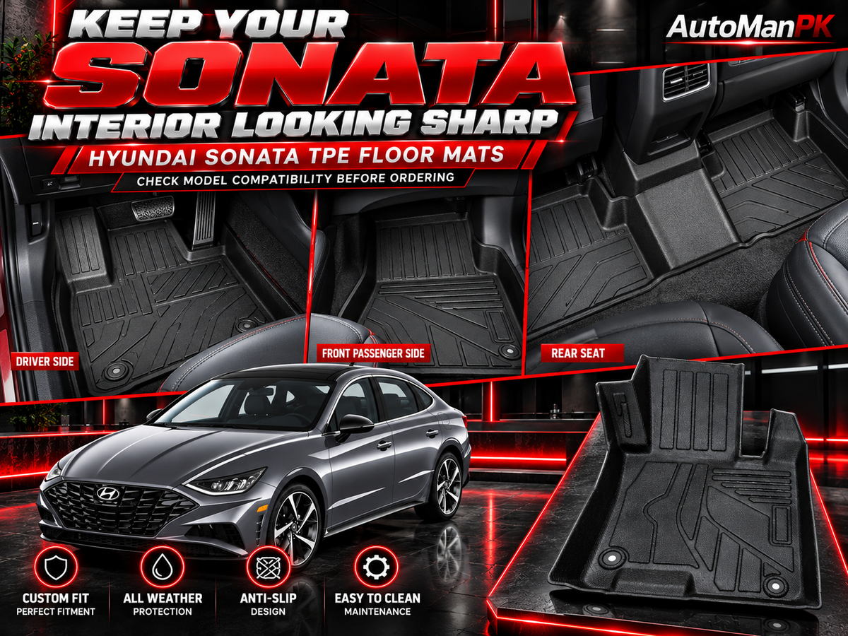 Hyundai Sonata driver passenger and rear TPE floor mats showcase