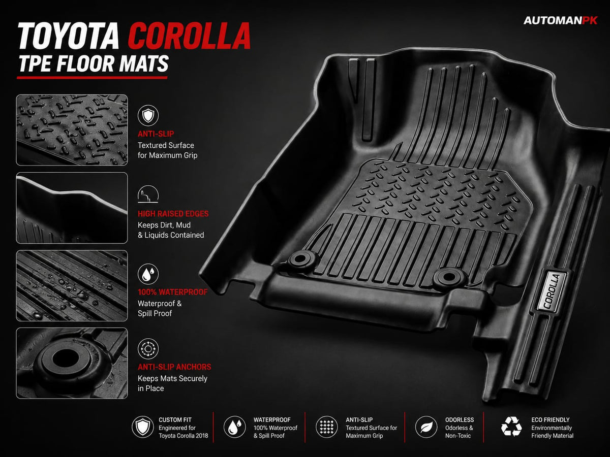 Toyota Corolla 2015-2026 TXR TPE Floor Mats – Custom Fit – Waterproof – Anti-Slip – Full Set
