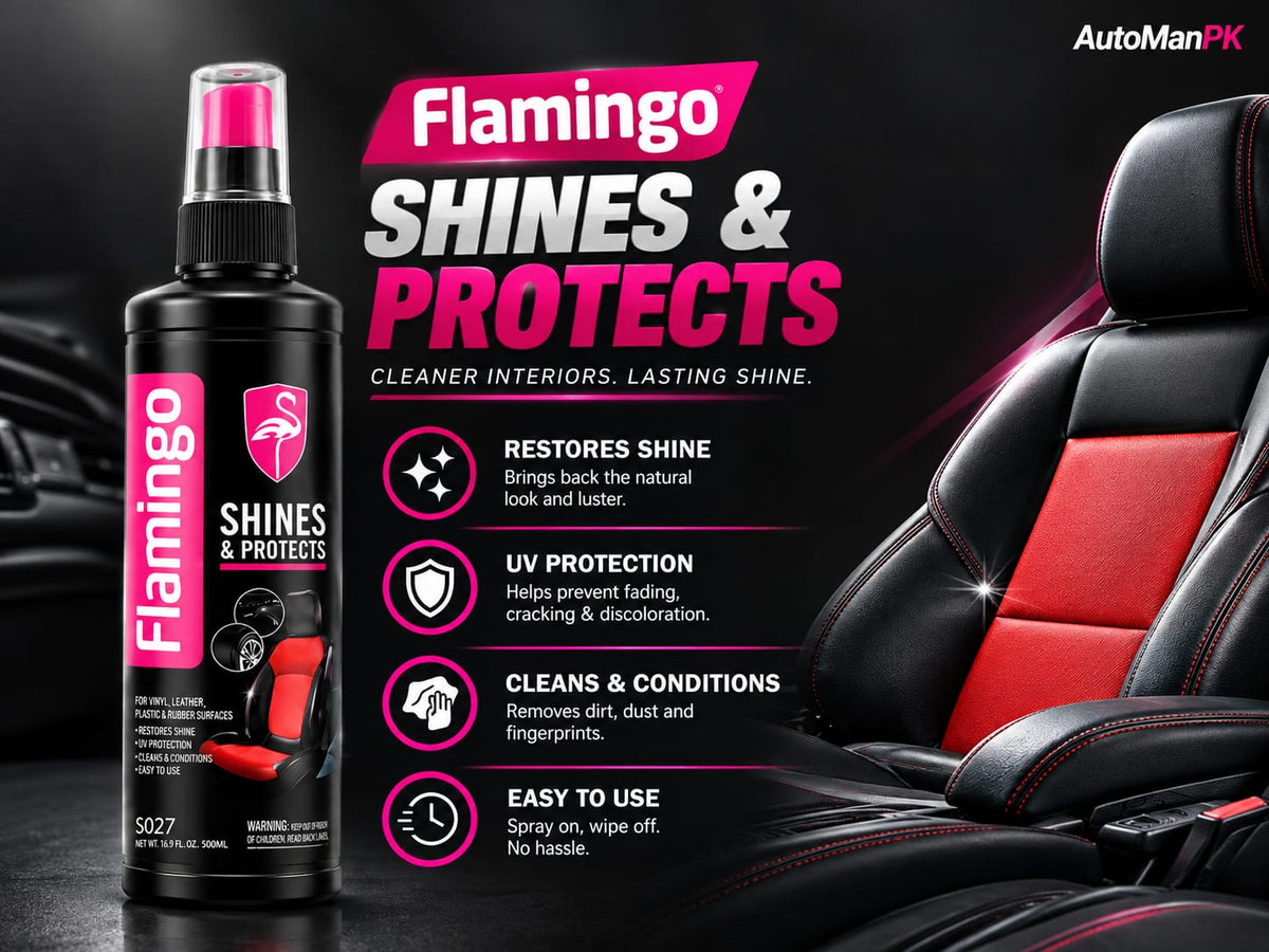 Flamingo Shines and Protects 295ml F027 plastic vinyl and rubber care