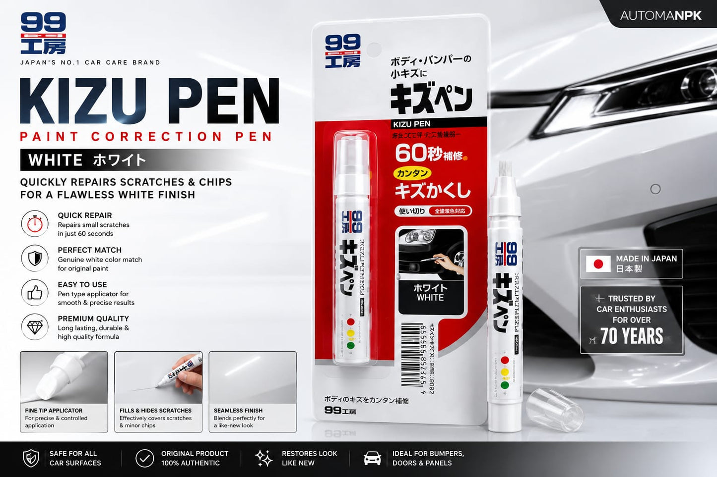 Soft99 Paint Correction Pen for White Car – AutomanPK