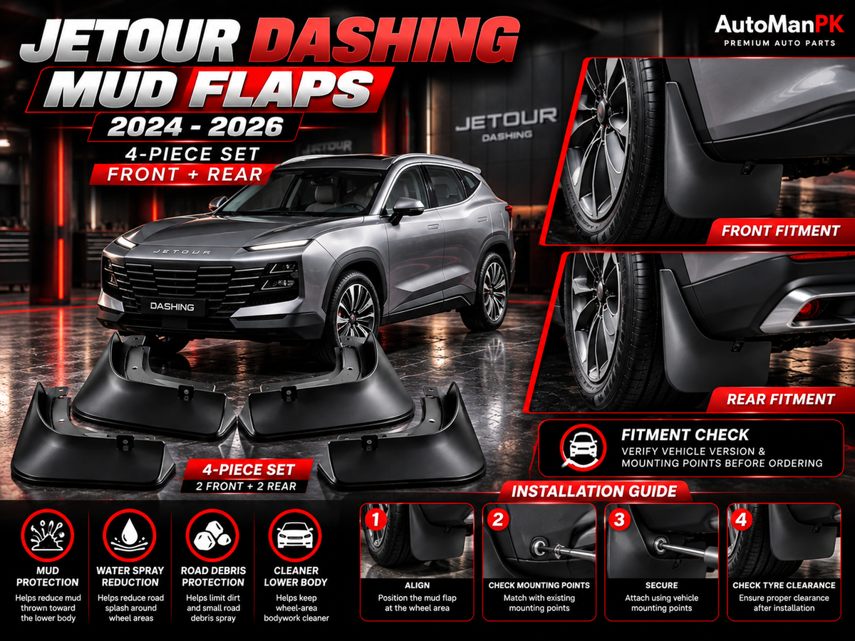 Jetour Dashing mud flaps 2025-2026 front rear fitment installation guide