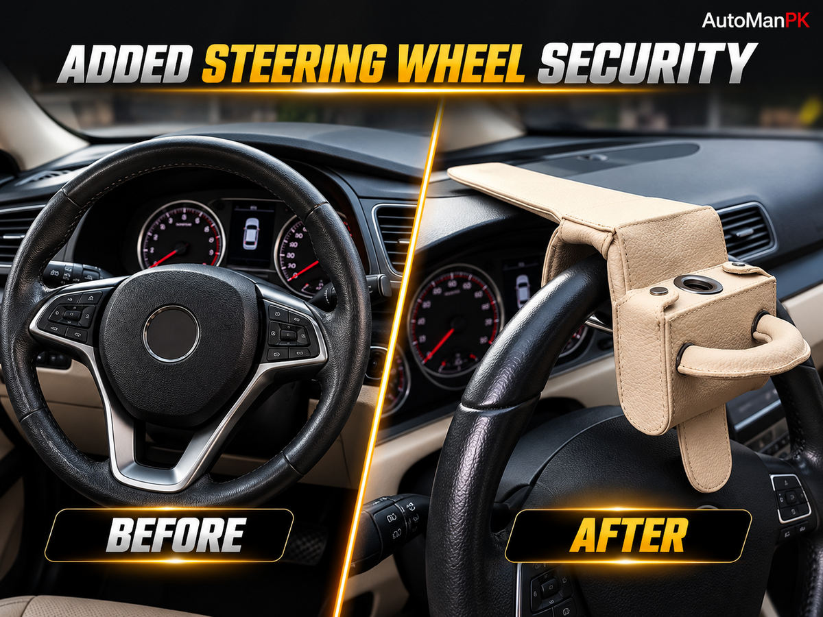 Car Steering Wheel Security Lock Before After Car Interior Pakistan