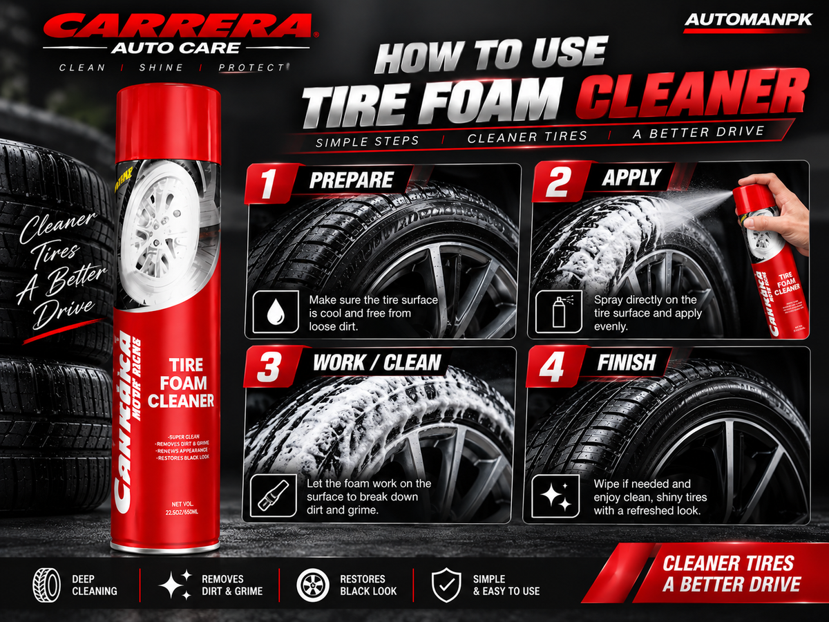 Carrera Tire Foam Cleaner 650ml tyre sidewall cleaning foam
