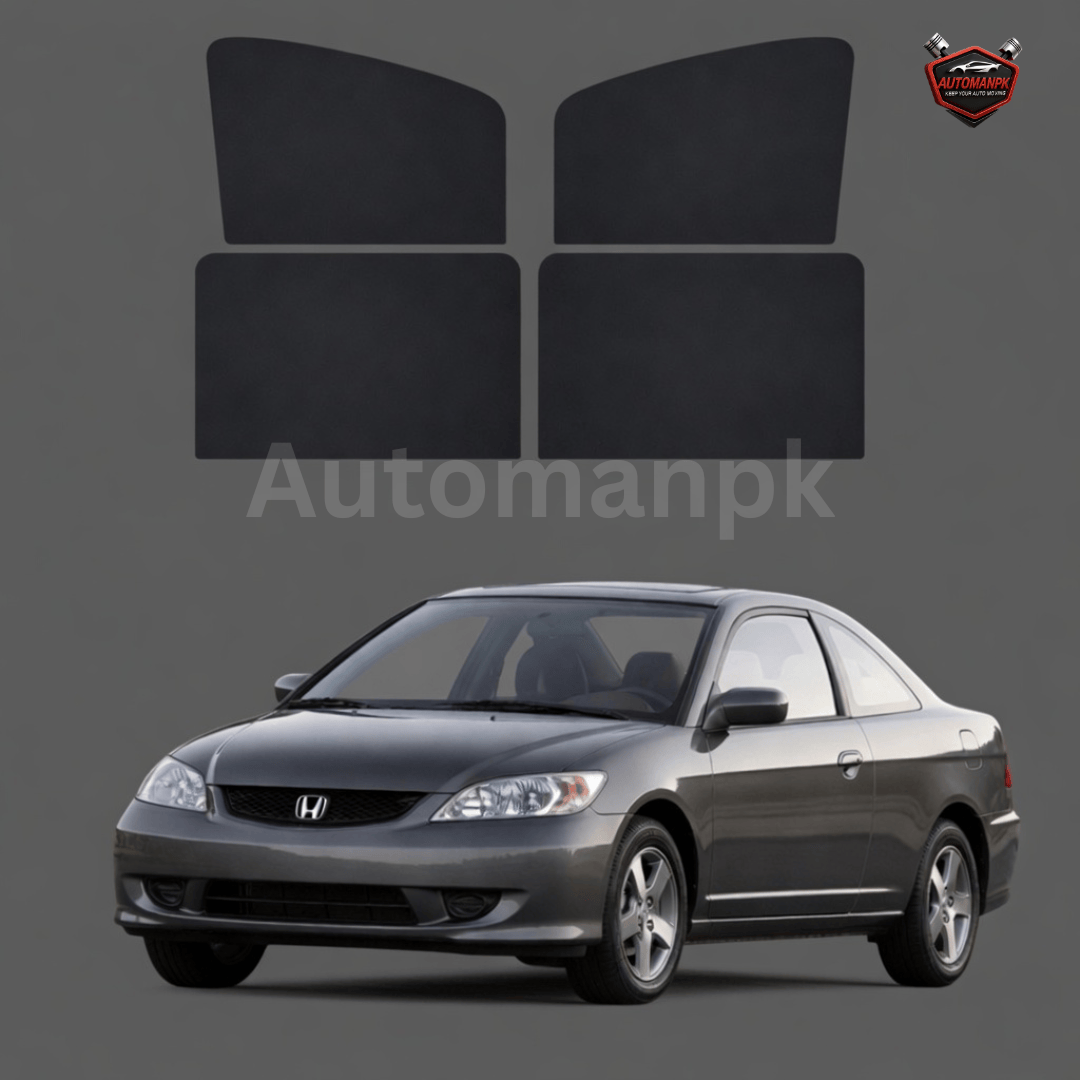 Honda Civic 2001–2005 Sun Shades – Fixed & Flexible (Black)