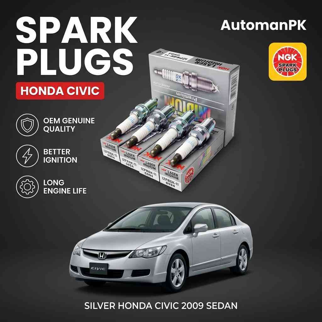 Honda Civic 2006-2011 Reborn NGK Laser Iridium Spark Plug IZFR6K11 – 1 PC – OEM Genuine Quality