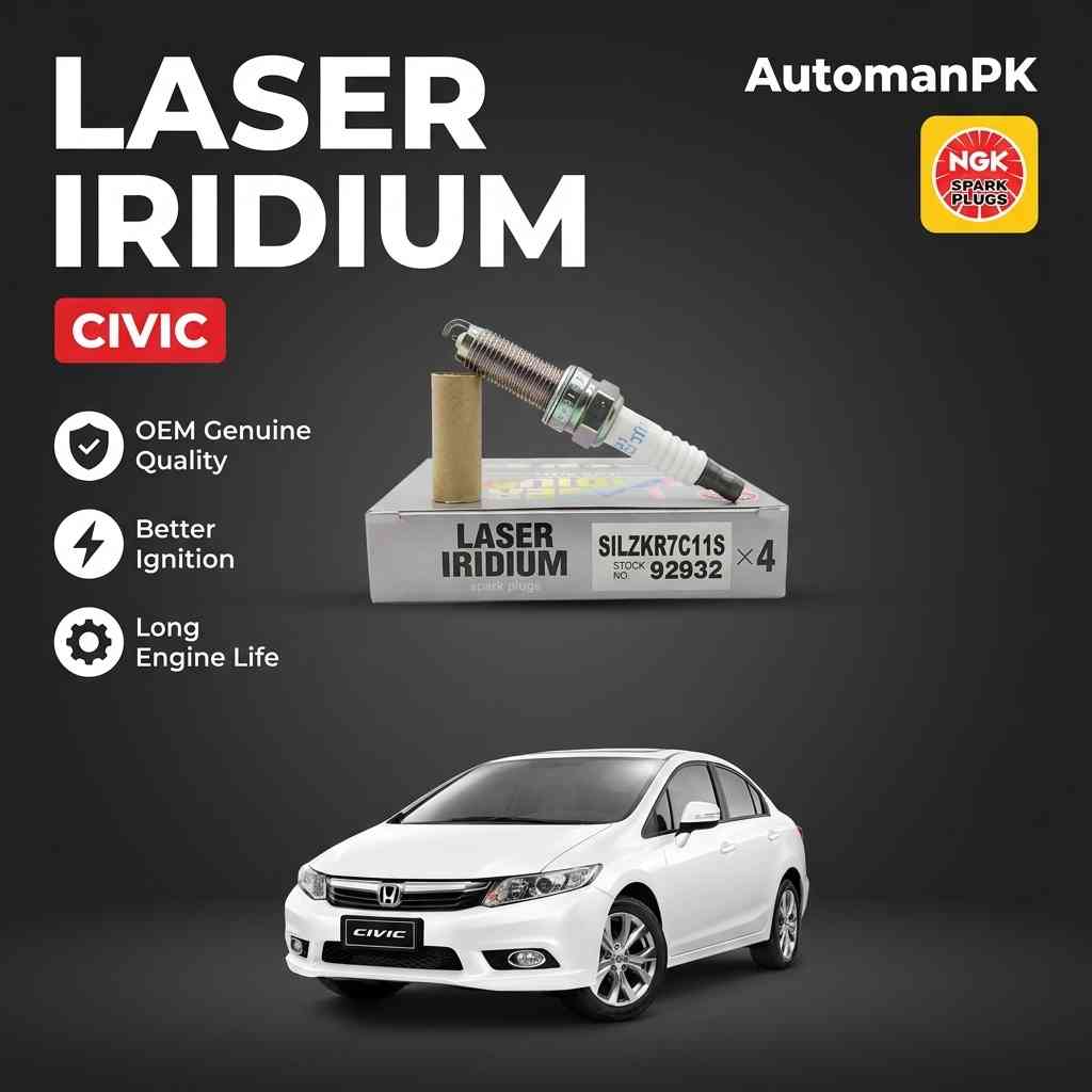 Honda Civic 2012-2015 Rebirth NGK Laser Iridium Spark Plug SILZKR7C11S – 1 PC – OEM Genuine Quality