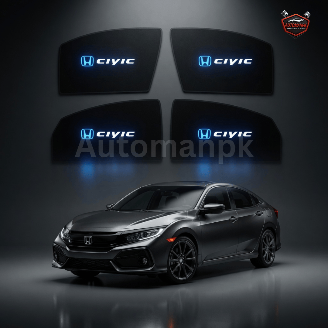 Honda Civic 2016–2023 Window Sun Shades – Fixed & Flexible – 4 Door (Black)