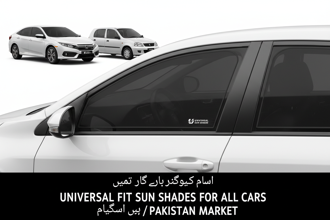 Universal window sun shades for all cars 4 door available in Pakistan market UV heat protection AutomanPK