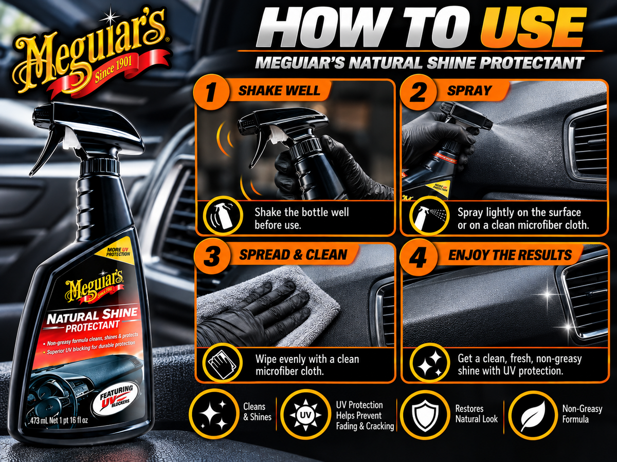 How to apply Meguiar's Natural Shine Protectant with a microfiber cloth