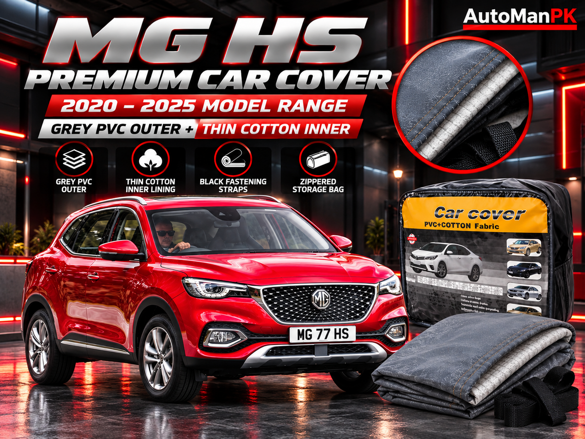 Folded grey PVC and thin cotton inner lining car top cover for MG HS 2021–2025