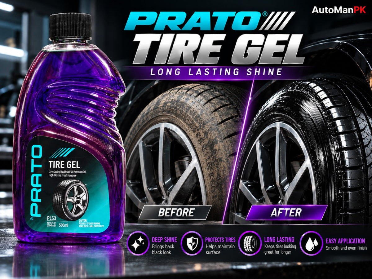 Prato Tire Gel 500ml before and after tire shine result