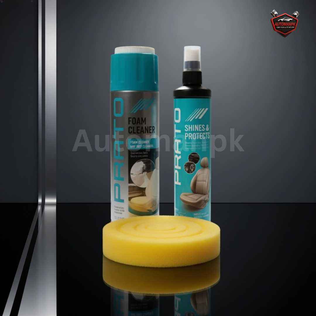 Prato 3-in-1 Interior Kit – Foam Cleaner, Shine & Protect with Applicator Pad