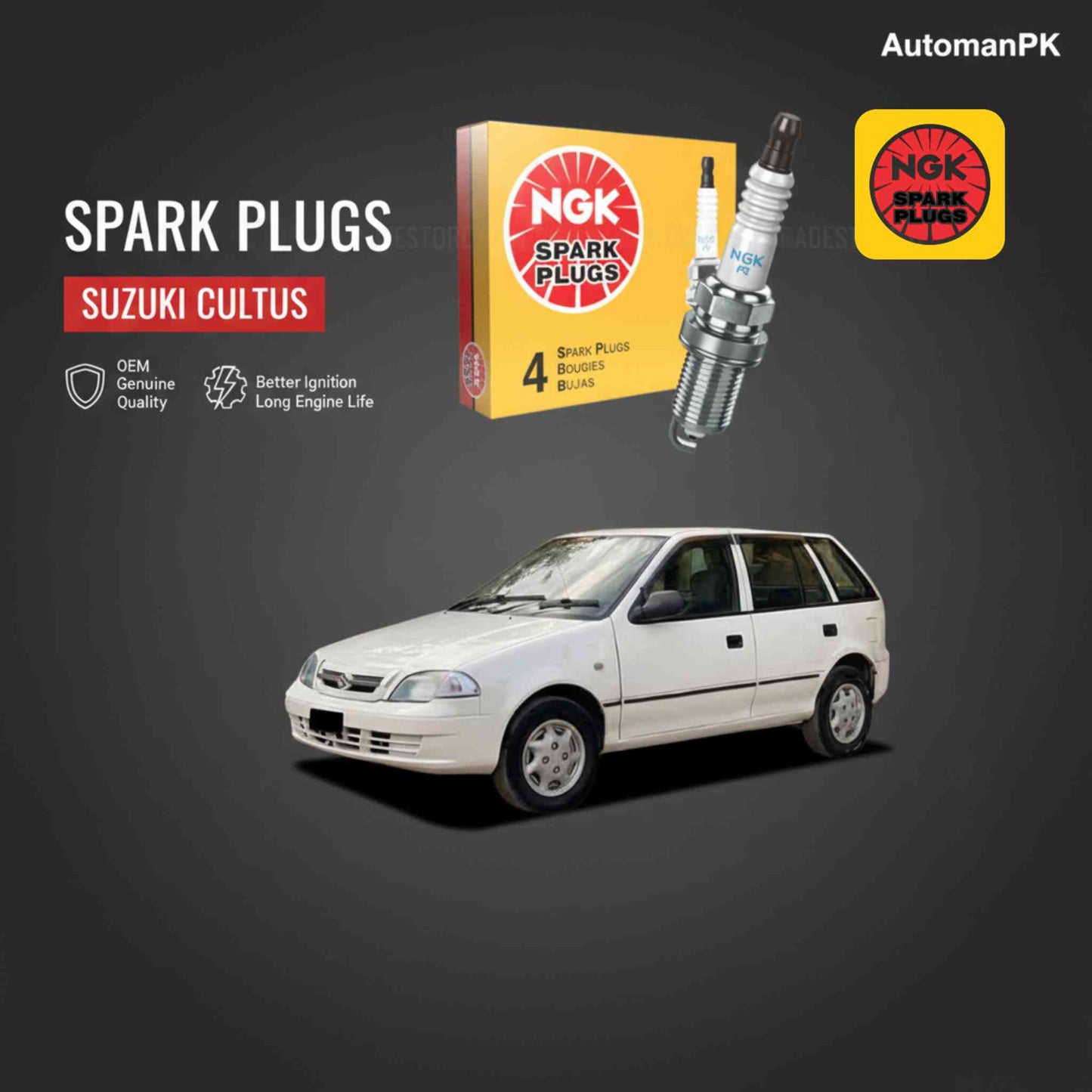 Suzuki Cultus 2000-2016 NGK Spark Plug BKR6E11 – 1 PC – OEM Genuine Quality