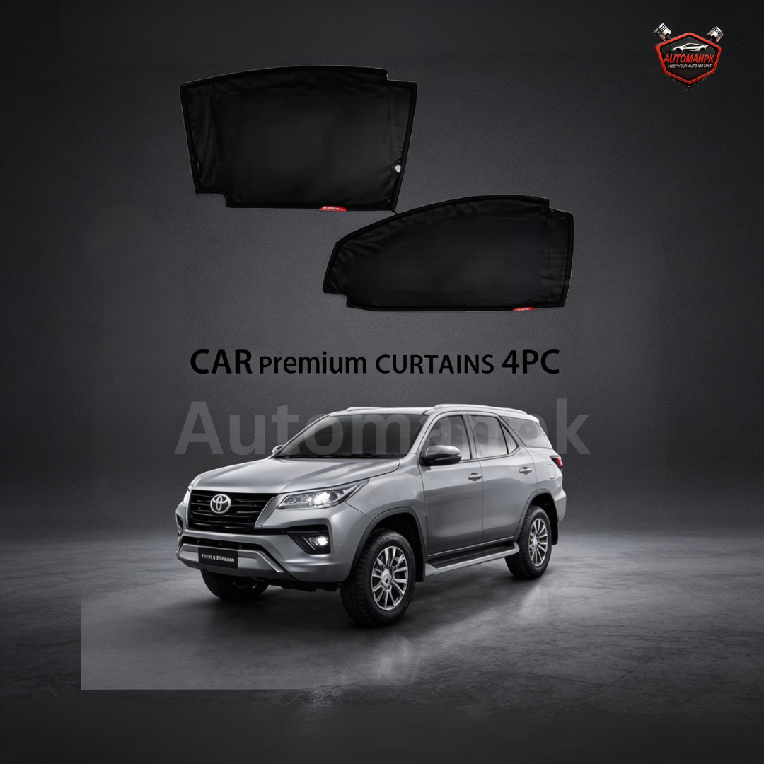 Toyota Fortuner Window Sun Shades – Fixed & Flexible 4 Door Set