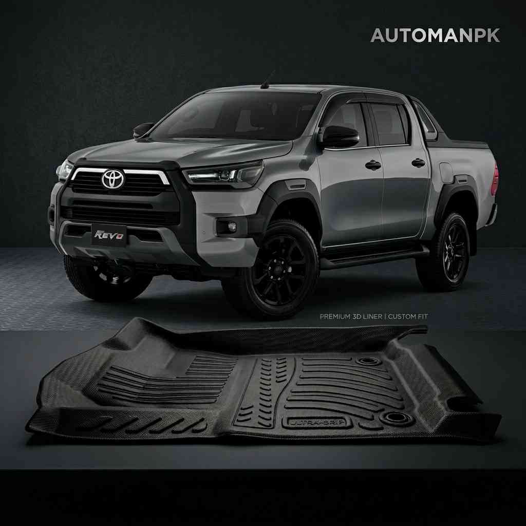 Toyota Hilux Revo TPE Premium 3D Floor Liners – Ultra-Grip – Custom Fit – All-Weather – Full Set