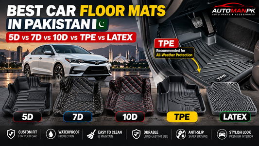 Best car floor mats in Pakistan comparison of 5D 7D 10D TPE and latex mats