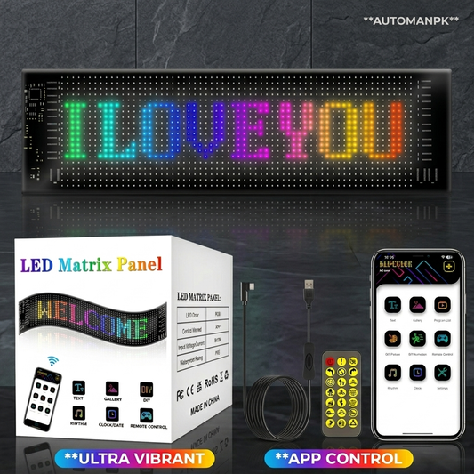 Universal LED Matrix Panel Display Light – RGB Programmable Scrolling Display Board with App & Remote Control | AutoManPK