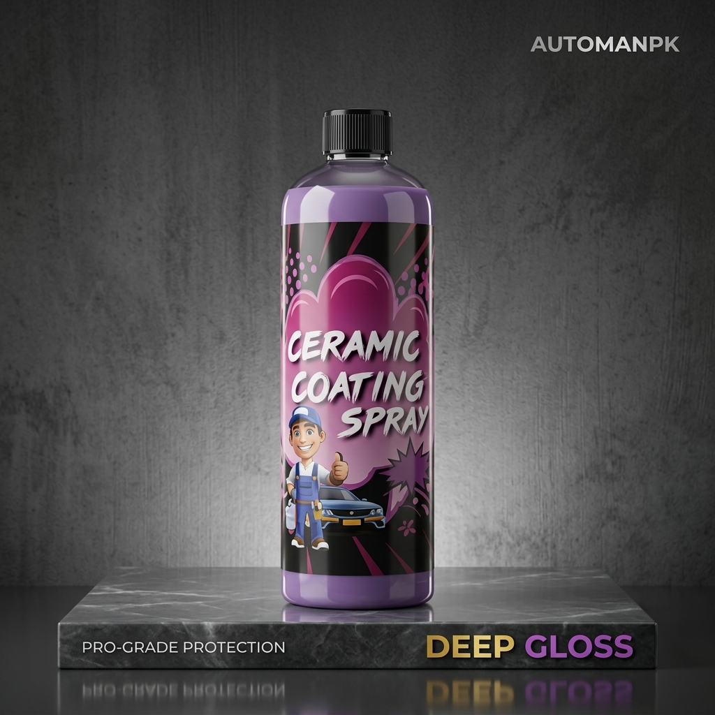 Bottle of Ceramic Coating Spray with a dark gray background