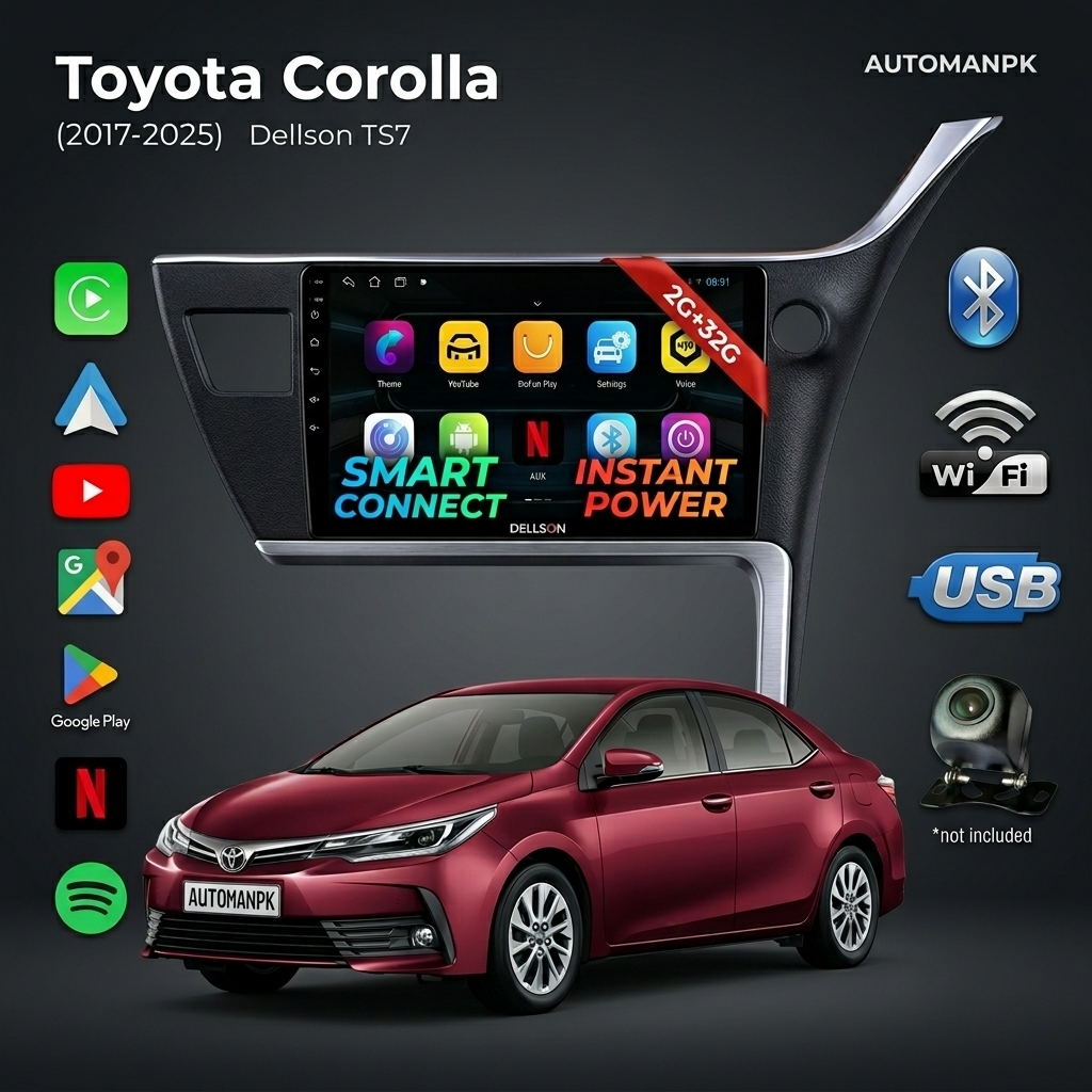 Toyota Corolla 2018-2026 10-Inch Android Car Panel – GPS, Bluetooth, WiFi & FM Radio
