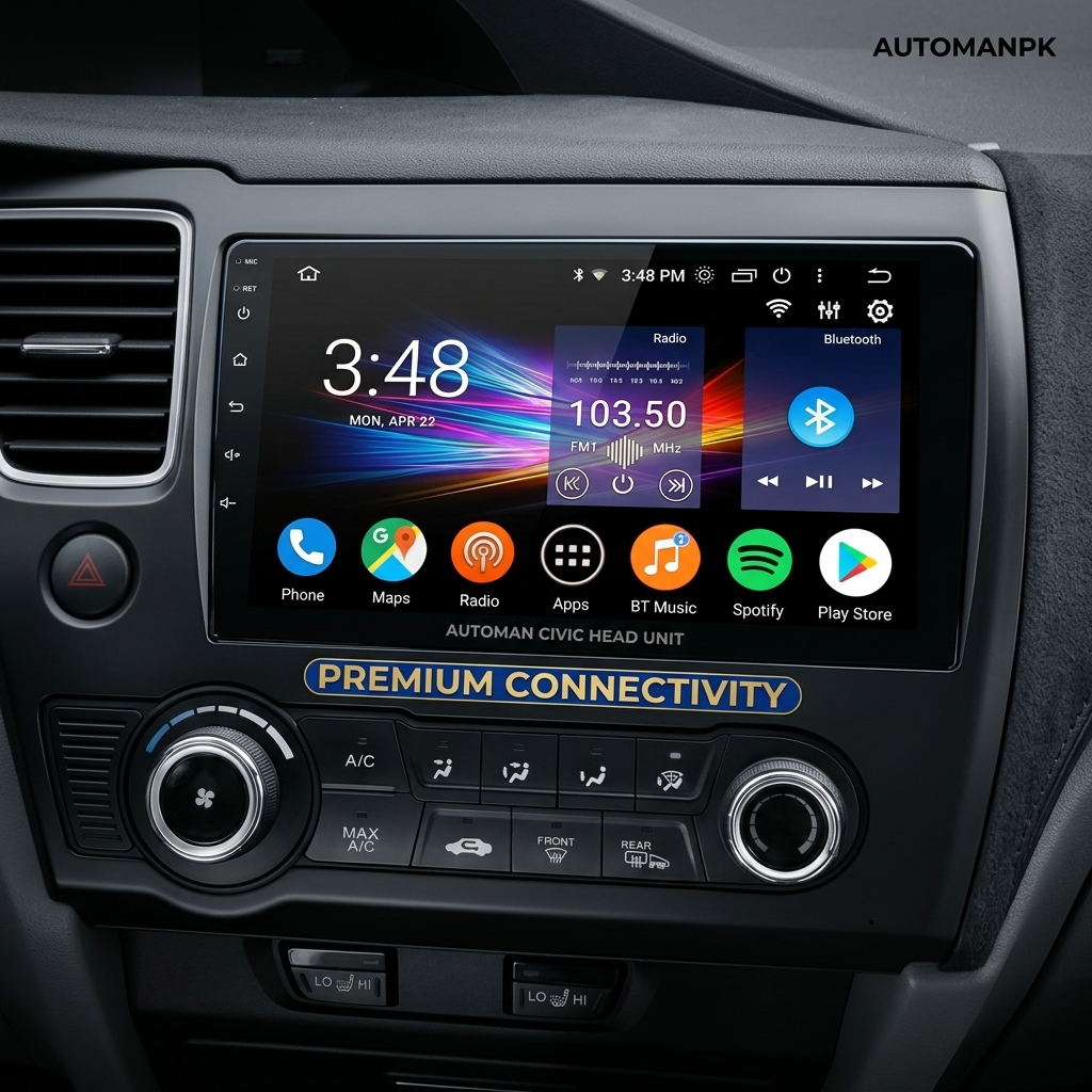 Honda Civic 2011-2015 Rebirth 9-Inch Android Car Panel – GPS, Bluetooth, WiFi & FM Radio