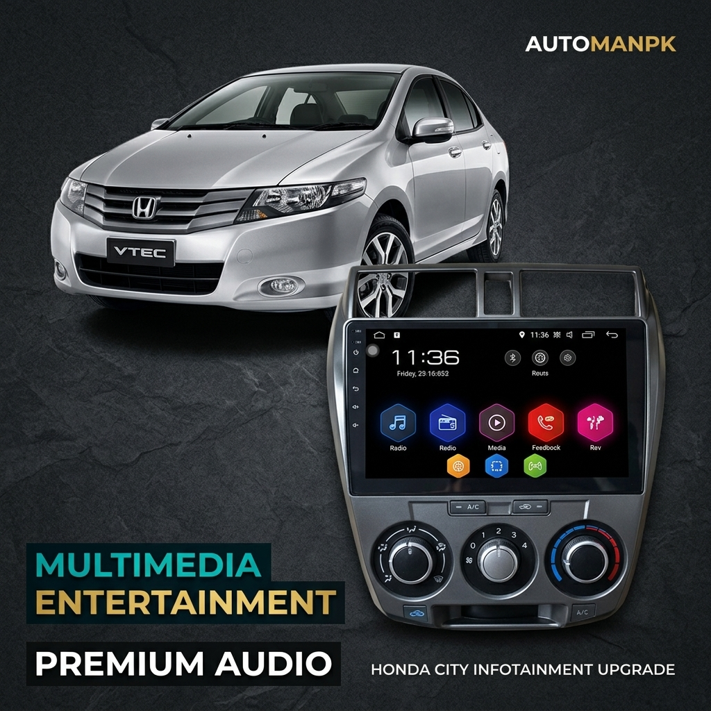 Honda City 2009-2021 10-Inch Android Car Panel – GPS, Bluetooth, WiFi & FM Radio