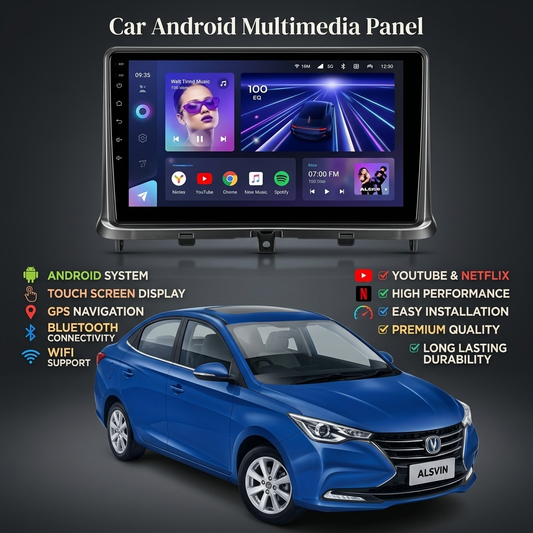 Changan Alsvin 2021-2025 9-Inch Android Car Panel (Black) – GPS, Bluetooth, WiFi & FM Radio