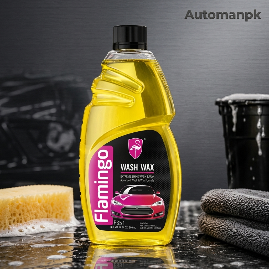 Flamingo Wash & Wax 500ml Car Shampoo – Premium Car Cleaning & Waxing | AutoManPK Pakistan