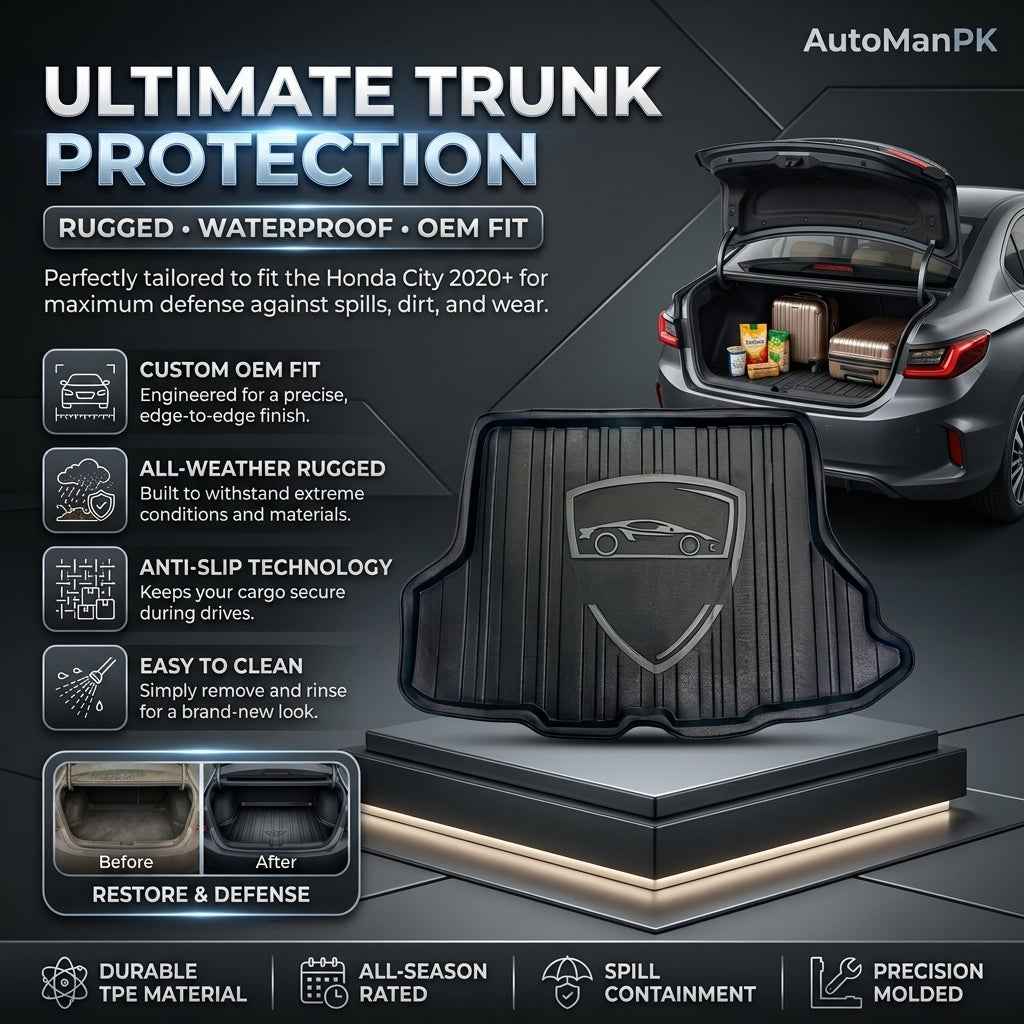 Honda City 2021-2026 Trunk Mat – TPE & PVC Waterproof Boot Liner