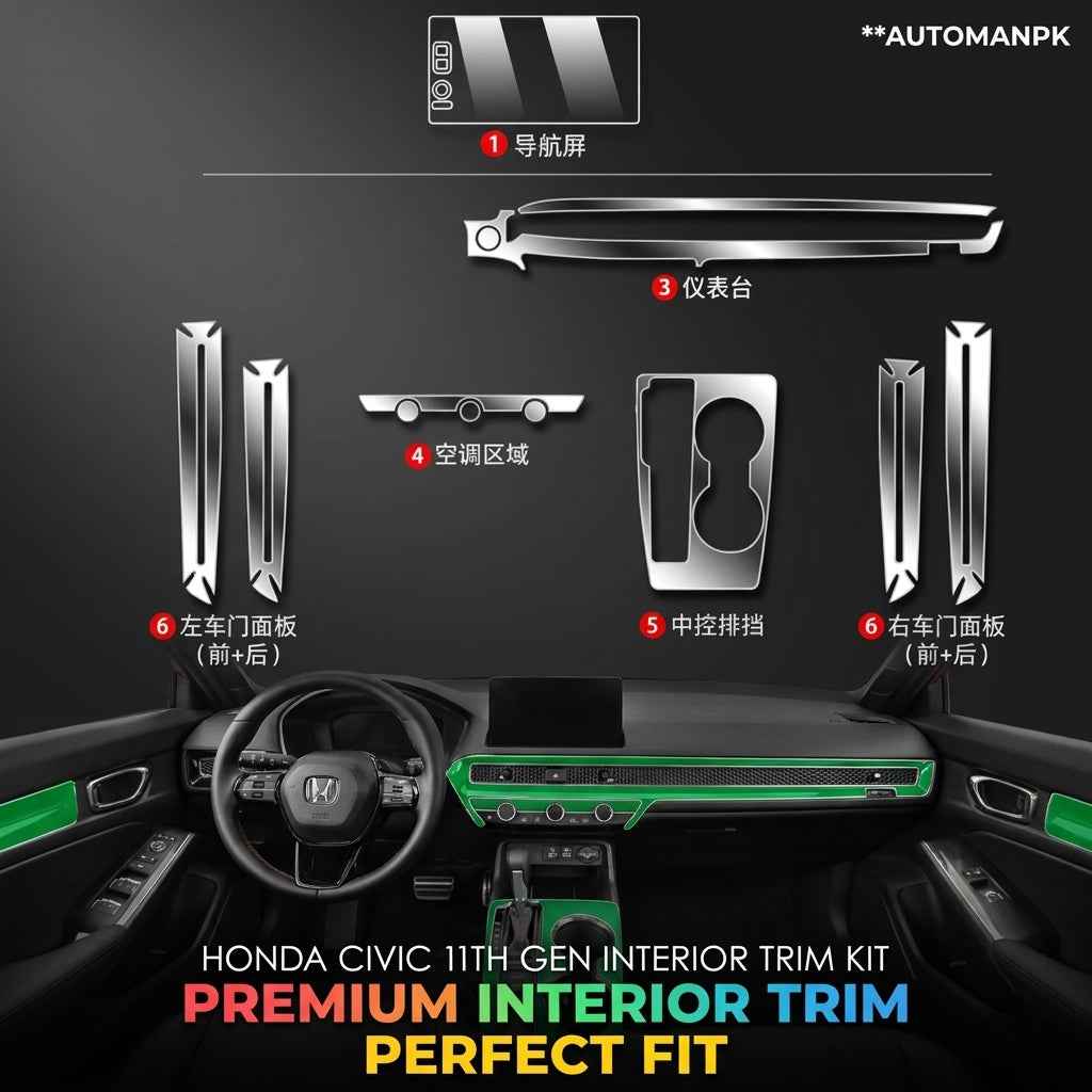 Honda Civic 2022-2025 TPU Interior PPF Kit – Clear Paint Protection Film