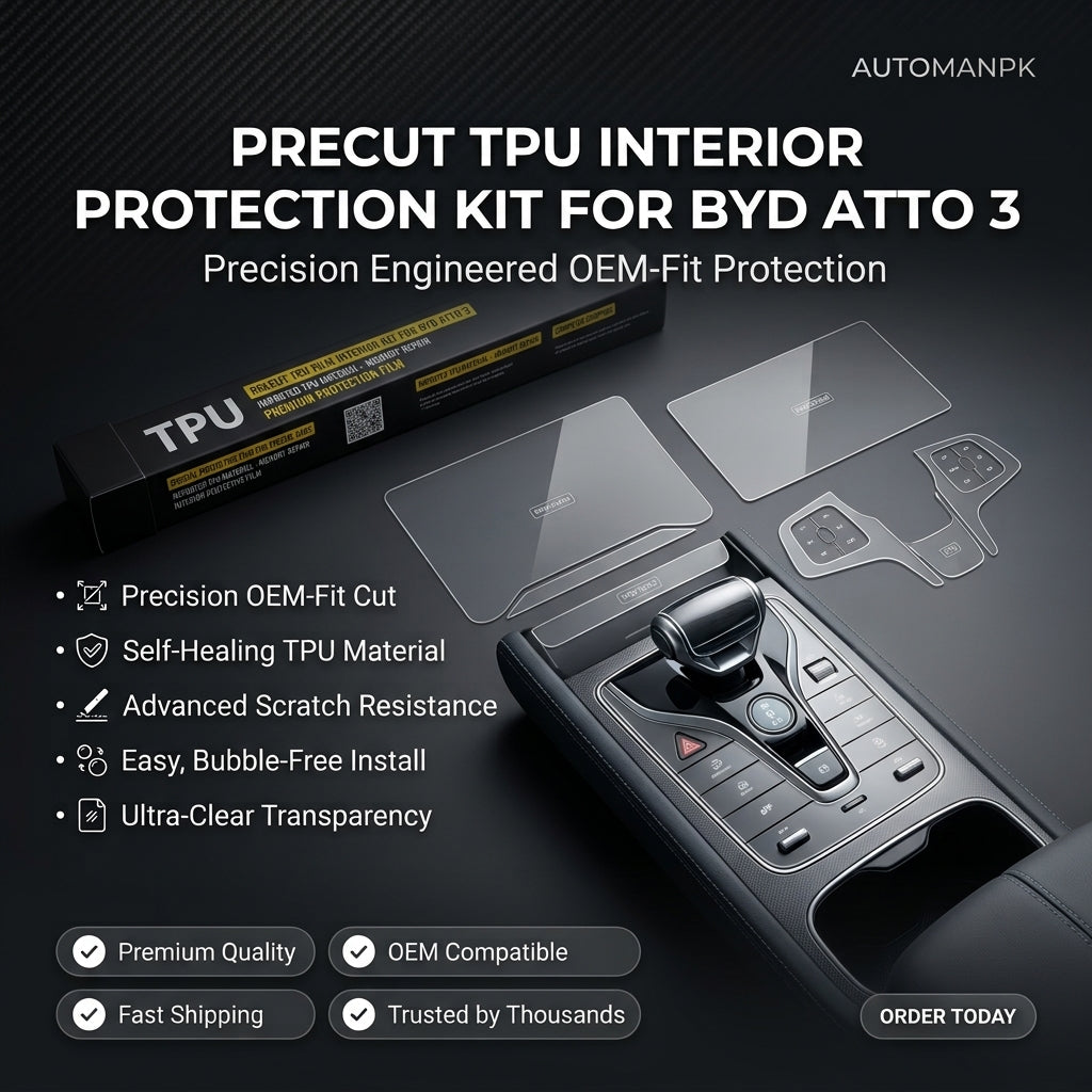 BYD Atto 3 Premium TPU Interior Film Protection – Complete Console & Screen Pack