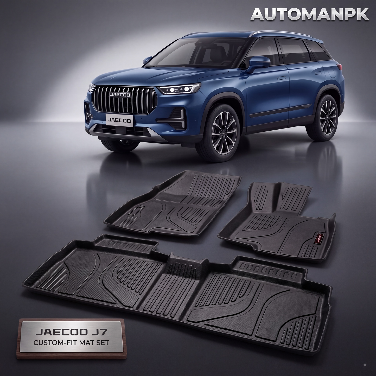 Jaecoo J7 3D TPE Floor Mats – Custom Fit Waterproof Car Mats (3-Piece Set)