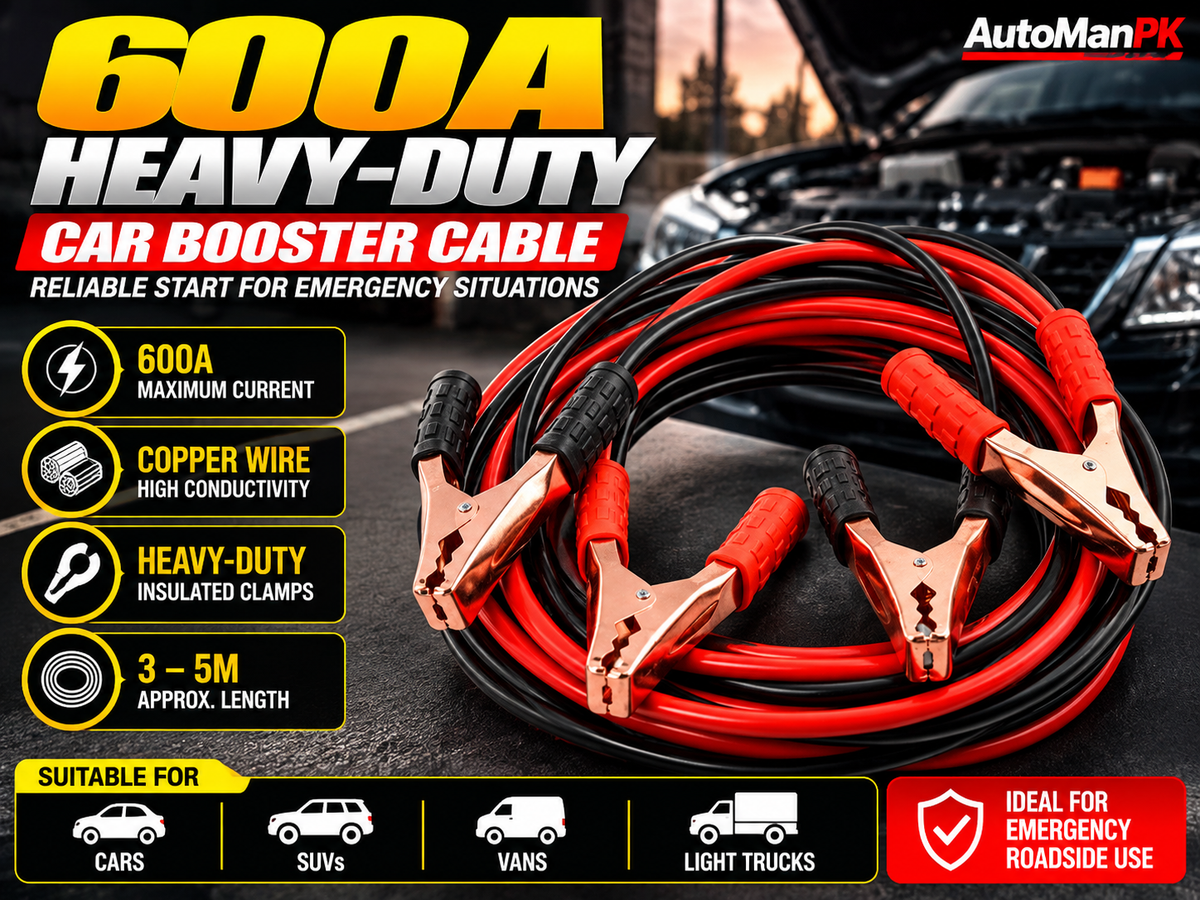 600A heavy-duty car booster cable with copper wire and insulated clamps for cars SUVs and light trucks - AutoManPK