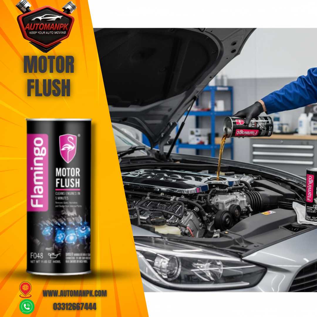Flamingo Motor Flush 443ml bottle for car engine cleaning