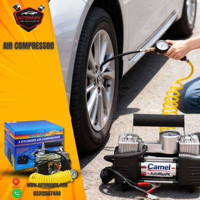 Camel Tire Inflator Double Cylinder Air Compressor – AutoManPK Pakistan