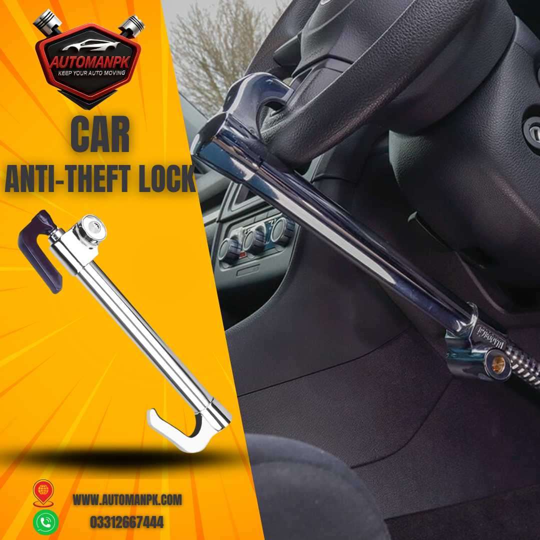 Heavy Duty Chrome Car Steering Pedal Lock – Anti-Theft Protection – AutoManPK