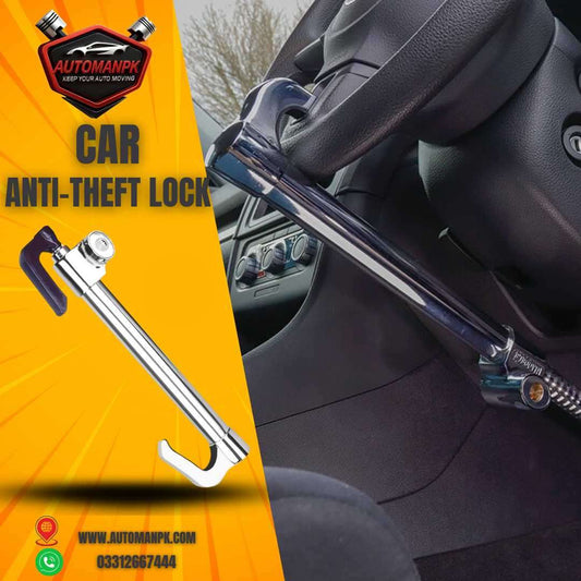 Heavy Duty Chrome Car Steering Pedal Lock – Anti-Theft Protection – AutoManPK
